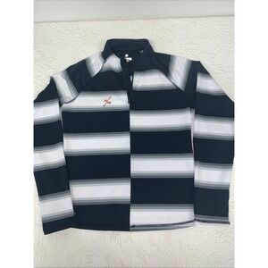 G/FORE OFFSET STRIPE 1/4 ZIP PULLOVER WOMENS Sz S Black White PERFORMANCE GOLF